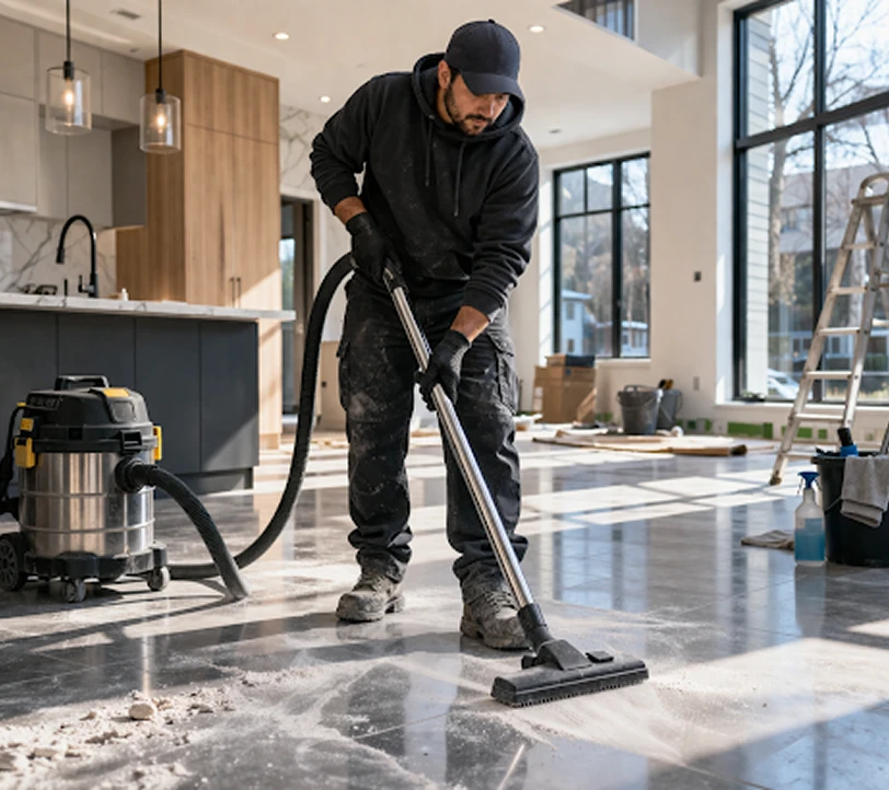 Post construction cleaning in a sunny day